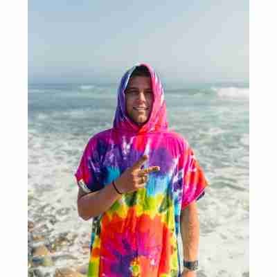 LEUS Tie Dye Changing Poncho Towel  worn by Conner Coffin