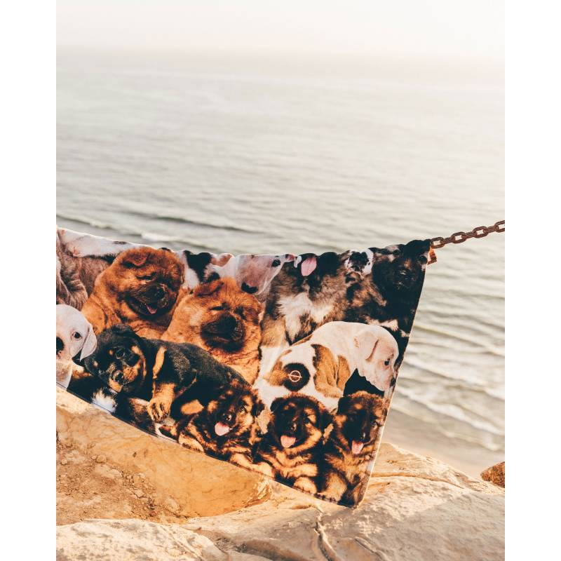 LEUS Puppy Party Beach Towel hanging