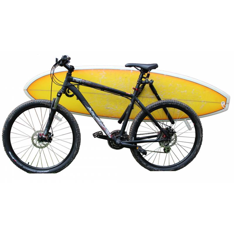 Curve Surfboard Bike Rack holding a surfboard