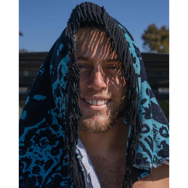 Conner Coffin Beach Towel on Conner's head
