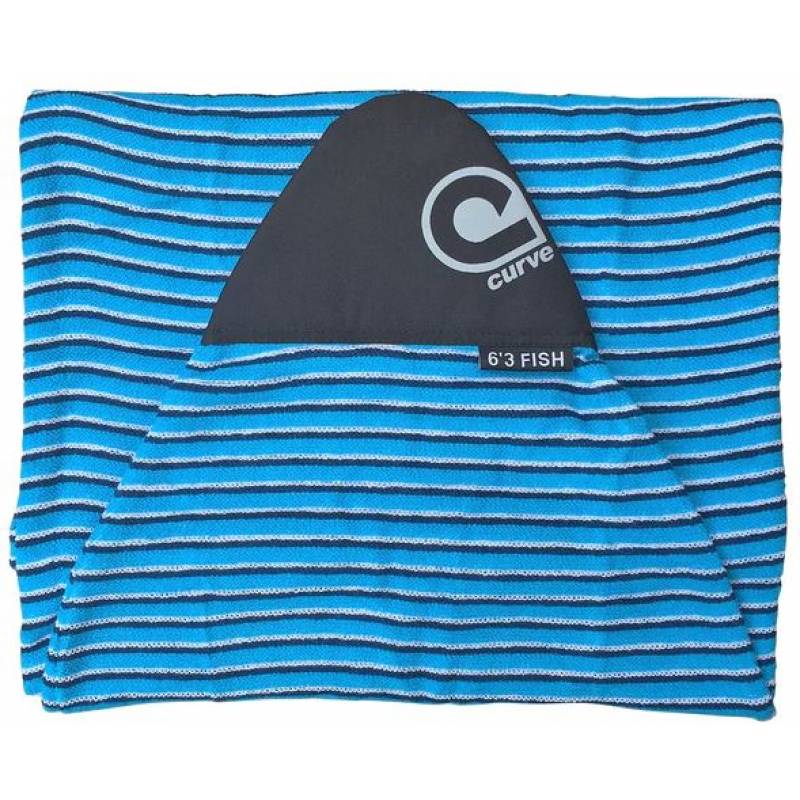 Curve Fish Surfboard Sock - Blue Horizon folded