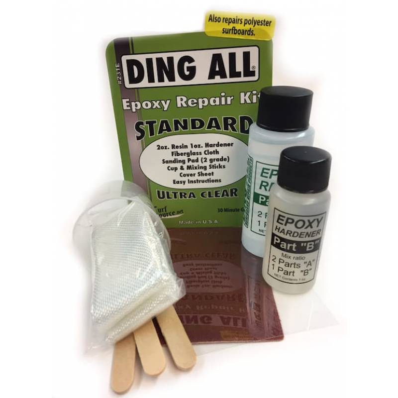 Cloth Ultra Clear DING ALL EPOXY SURFBOARD REPAIR KIT NEW fixes Epoxy & Poly 