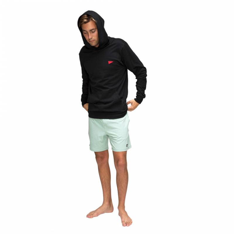 Florence Marine X Burgee Recover Hooded Long Sleeve T-shirt - Black on model front