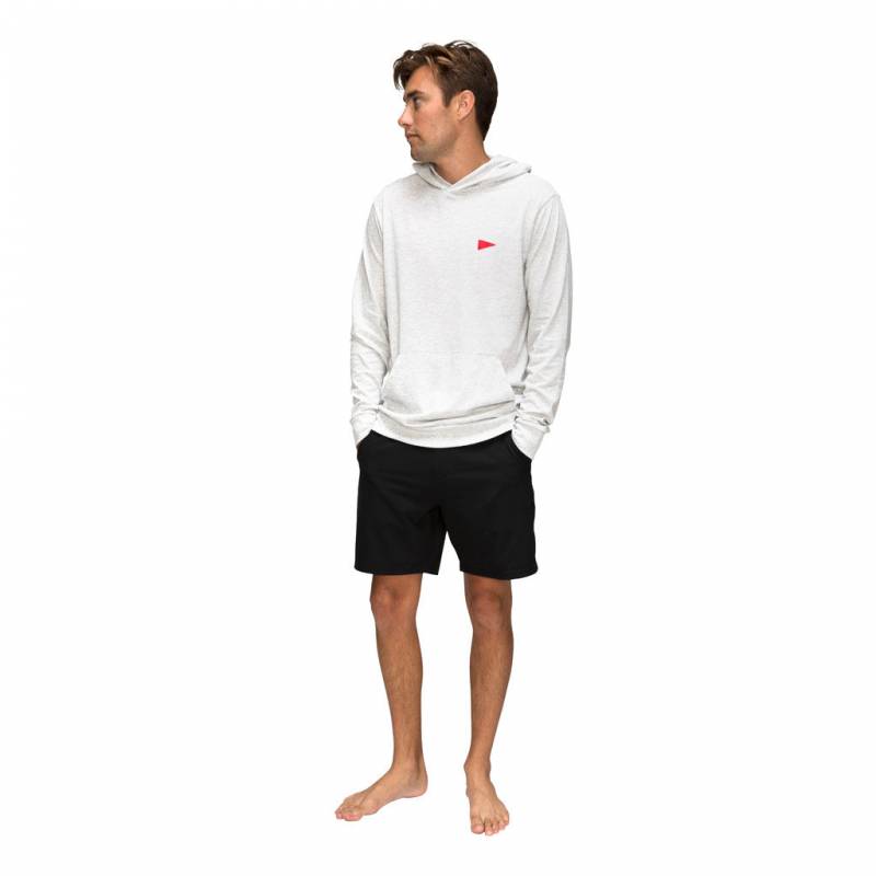 Florence Marine X Burgee Recover Hooded Long Sleeve T-shirt - Light Heather Grey on model front