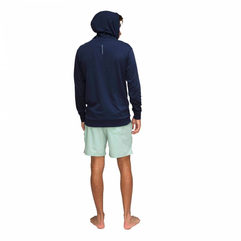 Florence Marine X Burgee Recover Hooded Long Sleeve T-shirt - Navy on model back