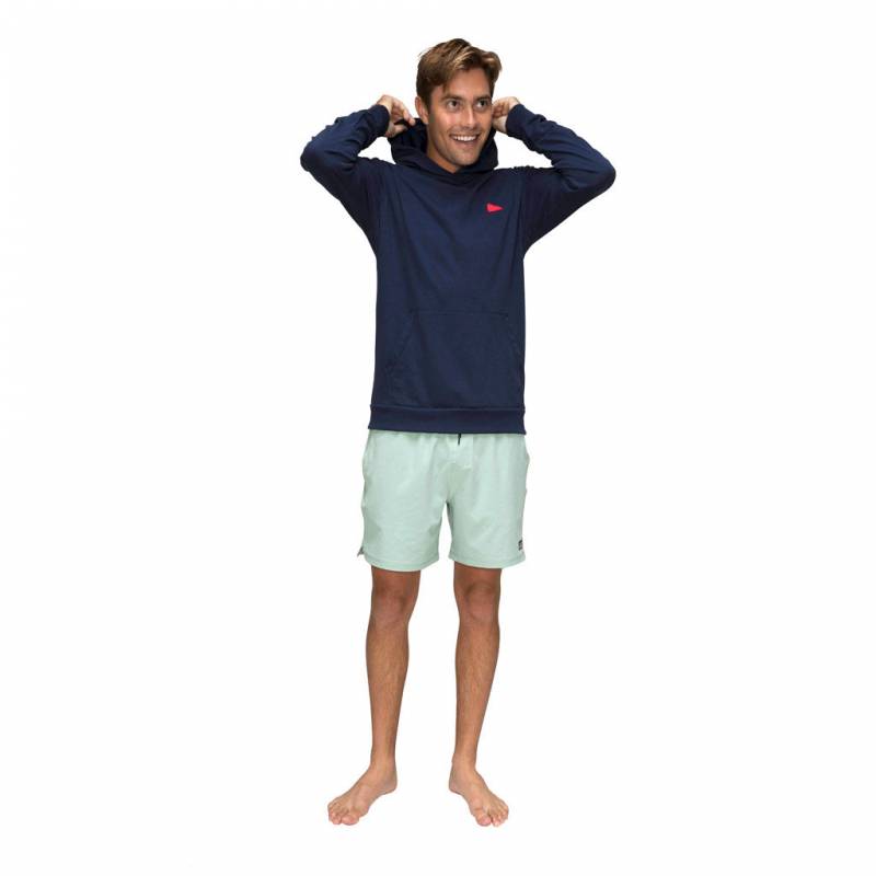 Florence Marine X Burgee Recover Hooded Long Sleeve T-shirt - Navy on model front