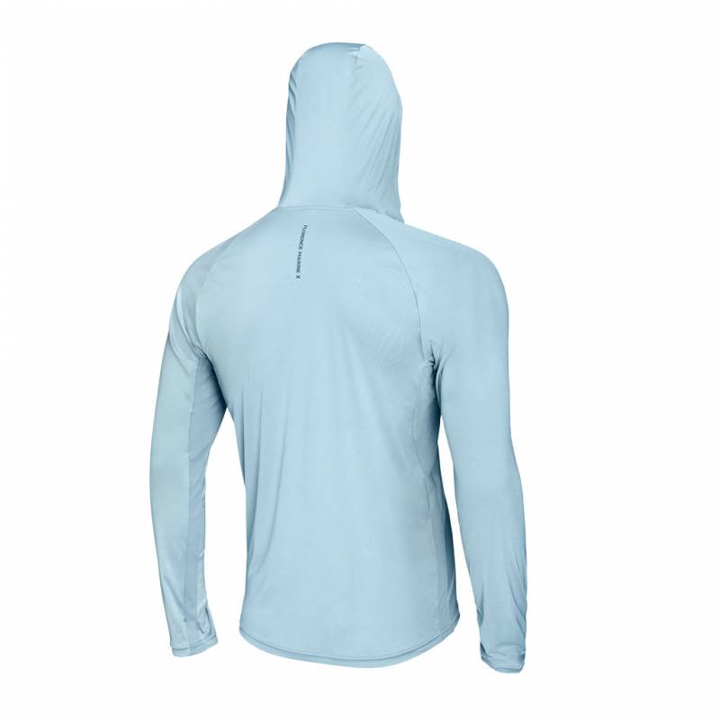 Florence Marine X Long Sleeve Hooded UPF Shirt - Steel Blue back