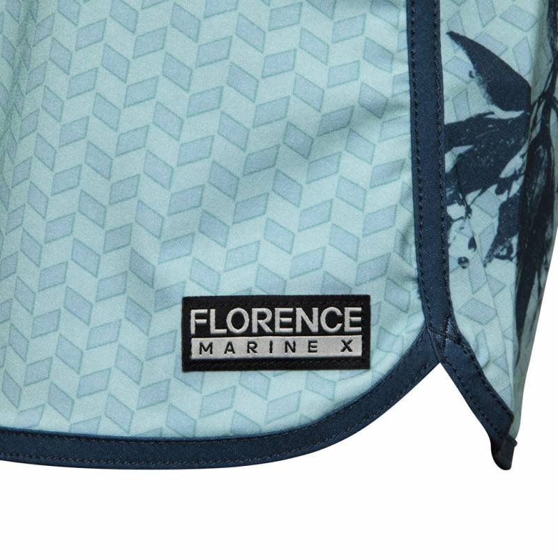 Florence Marine X Naupaka Boardshort - Steel Blue scalloped hem