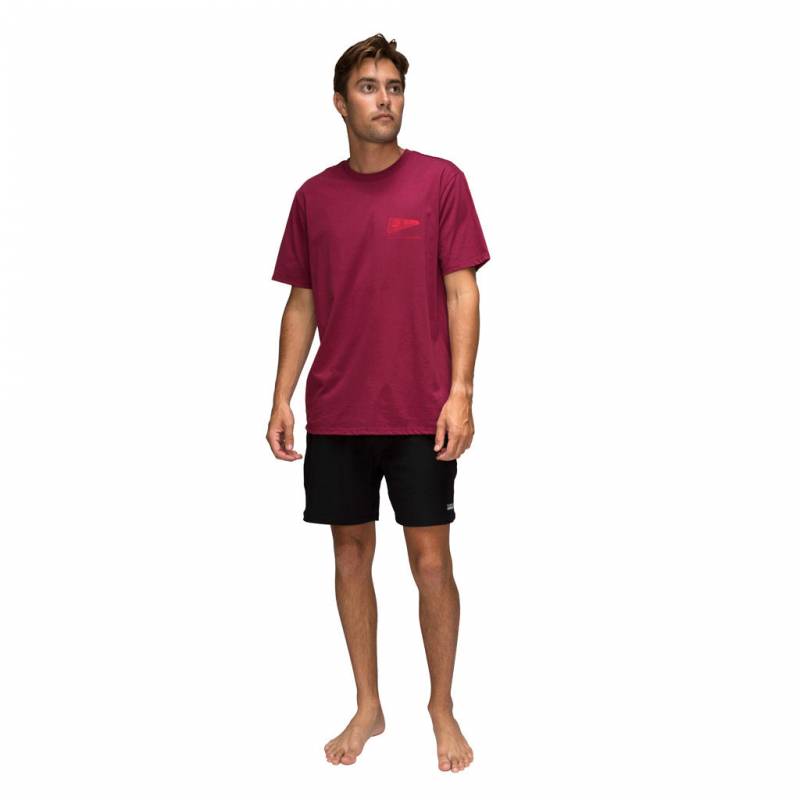 Florence Marine X Wireframe Organic T-Shirt - Maroon on model front