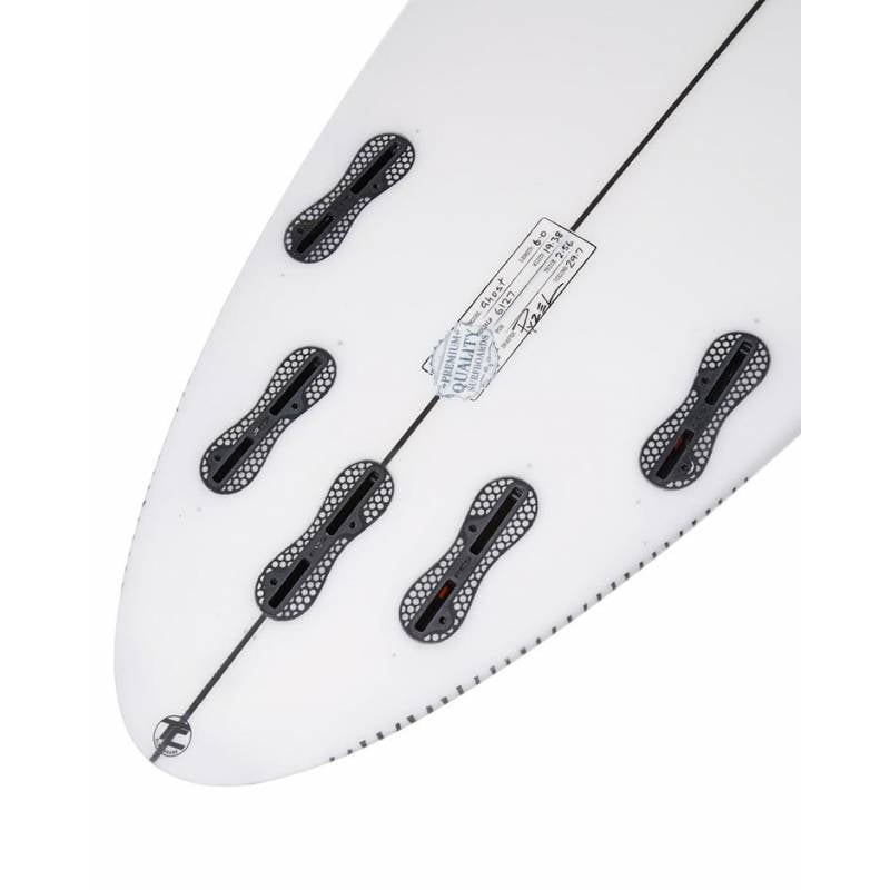 Pyzel Ghost surfboard tail 5-fin box