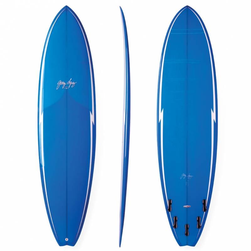 Gerry Lopes Little Darlin Surfboard blue deck, rail and bottom