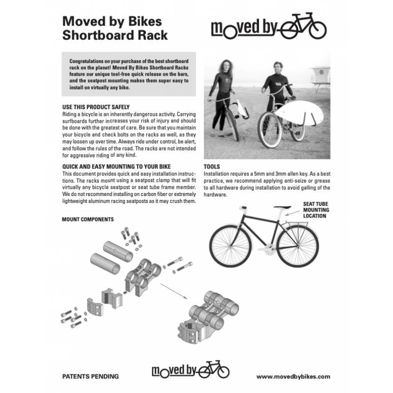 Moved by Bikes mbb shortboard surfboard bike rack instructions page 1