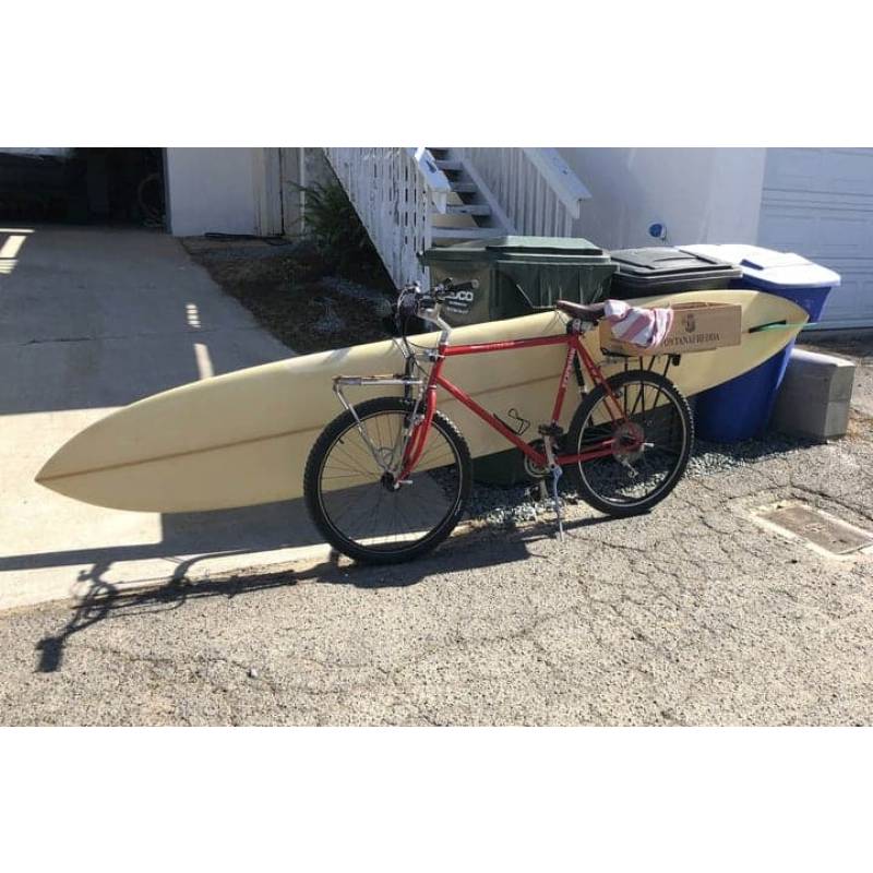 moved by bikes surfboard bike rack - longboard on a bike