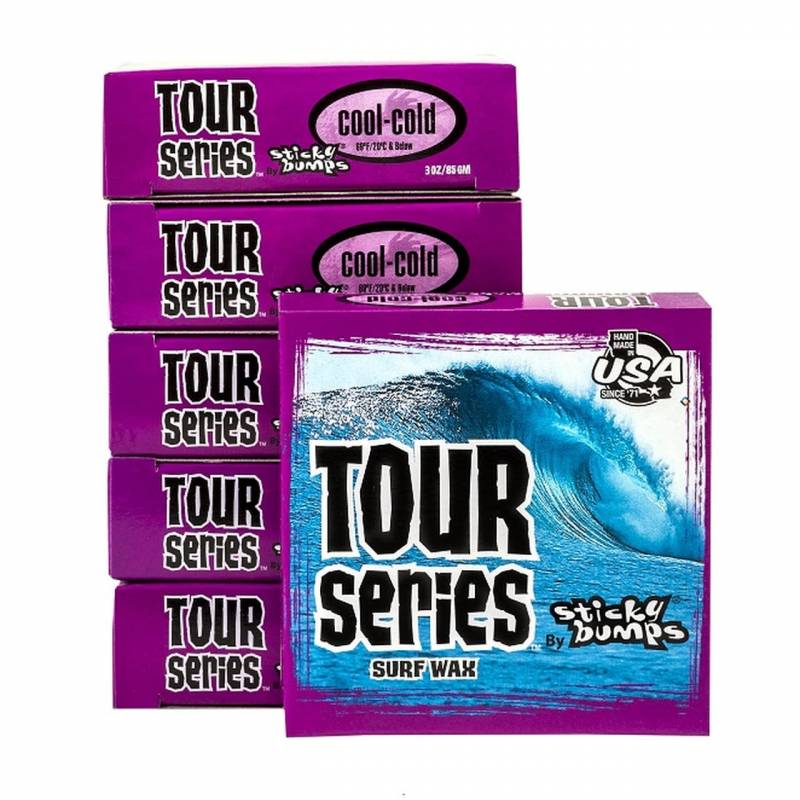 Sticky Bumps Tour Series Cool Cold Water Surfboard Wax purple box