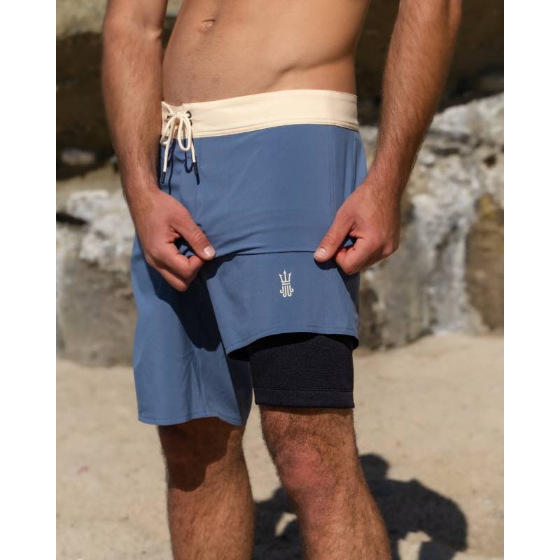 Wetsuit Lined Boardshorts Mens Drifties - Slate Blue